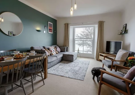 The living area at 10 Richmond House, Tenby