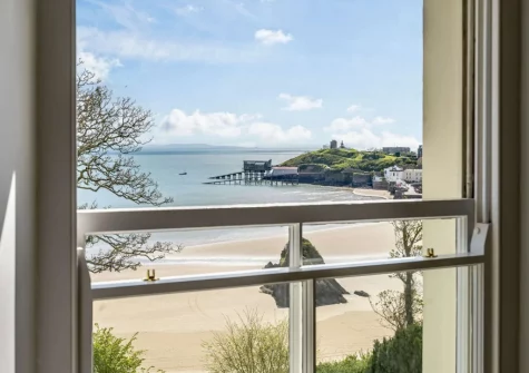 The view from the living area at 10 Richmond House, Tenby