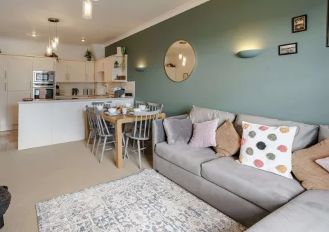 The living area at 10 Richmond House, Tenby