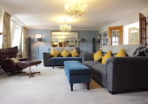 The living room at 11 Richmond House, Tenby