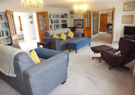 The living room at 11 Richmond House, Tenby