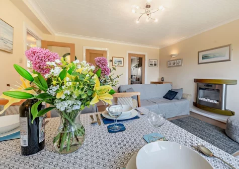 The living & dining area at 112 Croft Court, Tenby