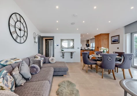 The living & dining area at 19 Waters Edge, Tenby