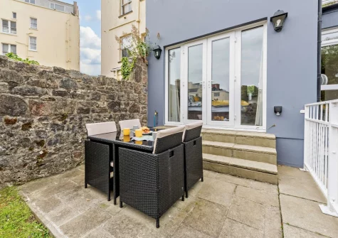 The patio & alfresco dining area at 2 Caldey View, Tenby