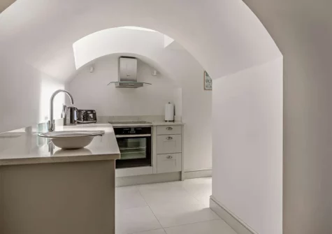 The kitchen of the self-contained basement apartment at 2 Lexden Terrace, Tenby