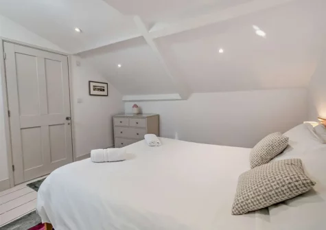 The bedroom of the self-contained basement apartment at 2 Lexden Terrace, Tenby