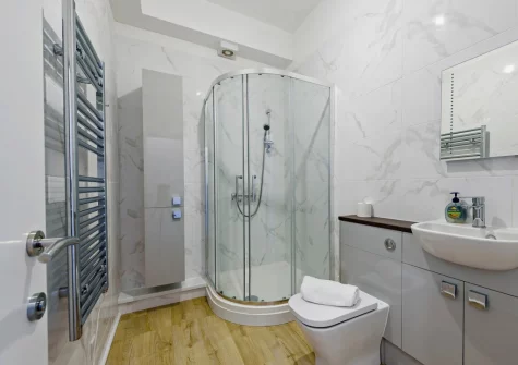 The shower room at 2 Newbridge House, Tenby