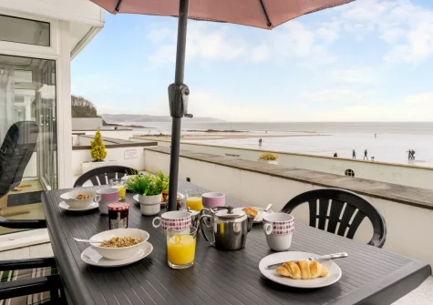 The sunny terrace & alfresco dining area at 2 Strandways, Saundersfoot