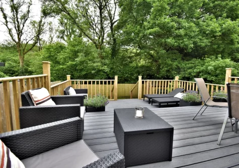 The decked patio & outdoor sitting area at 3 Clos Yr Ysgol, Stepaside