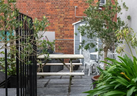 The private roof terrace on the top floor at 3 Newbridge House, Tenby
