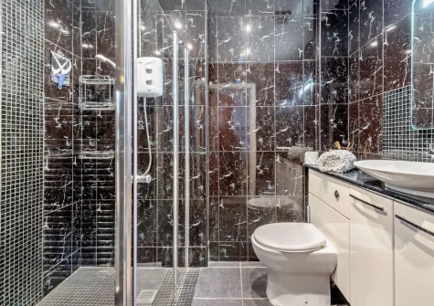 The shower room at 3 Sparta House, Tenby