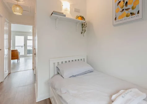 The single bed in the hallway at 35 Beach Court, Saundersfoot