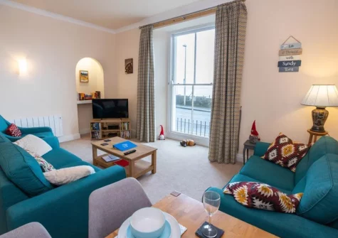 The living area at 6 Richmond House, Tenby