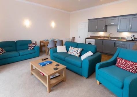 The living area at 6 Richmond House, Tenby