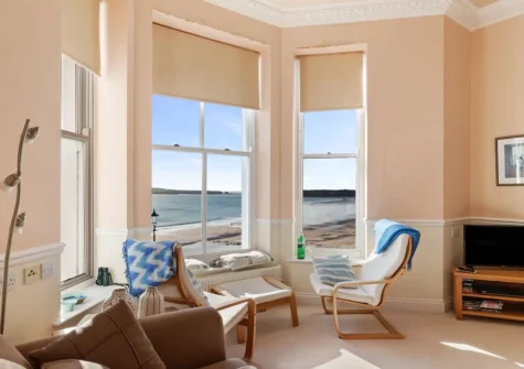 The living area at 7 South Beach Court, Tenby