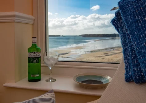 The view from the living room at 7 South Beach Court, Tenby