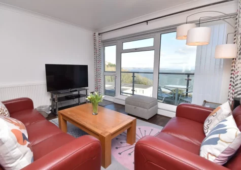 The living area at 74 Croft Court, Tenby