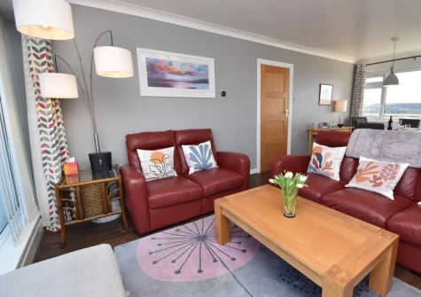 The living area at 74 Croft Court, Tenby