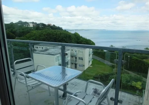 The balcony & outdoor sitting area at 74 Croft Court, Tenby