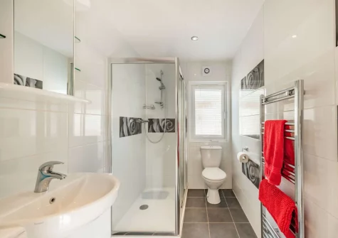 The shower room at 92 Heritage Park, Stepaside