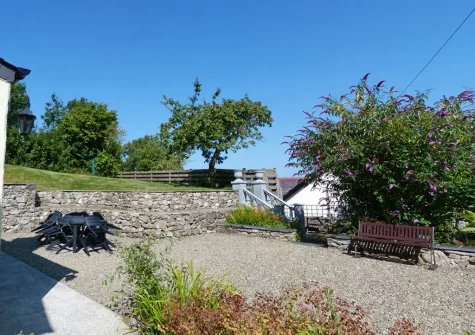 The large elevated lawned garden at Ael y Bryn, Newport