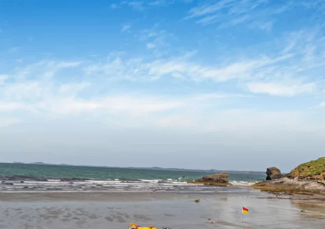 Broad Haven Beach has a large expanse of golden sand and is popular year-round with families, dog walkers & watersports enthusiasts