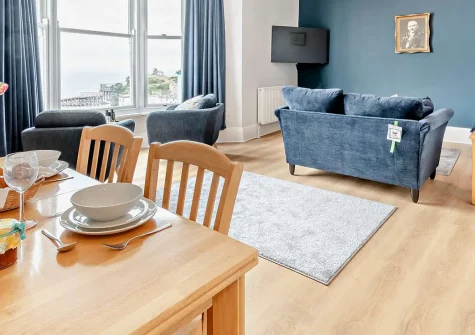 Beach Retreat, Tenby is a beautifully refurbished two-bedroom apartment with stunning sea views over North Beach and harbour. Located within the historic town walls, it offers luxury accommodation perfect for coastal breaks and family holidays.