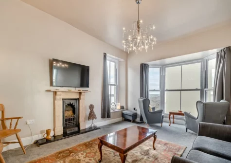 The living room at Beaufort Apartment, Tenby
