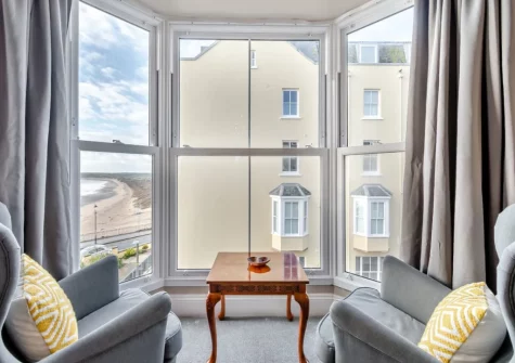The living room at Beaufort Apartment, Tenby