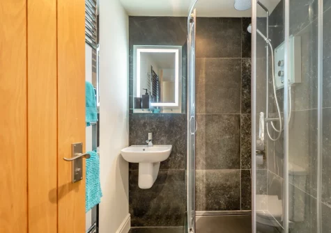 The shower room at Berry Cottage, Little Haven
