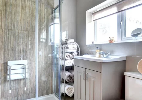The shower room at Blochdy, Brynsiencyn