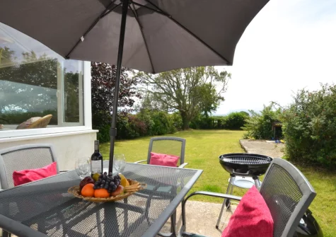 The patio, barbecue & alfresco dining area at Blochdy, Brynsiencyn