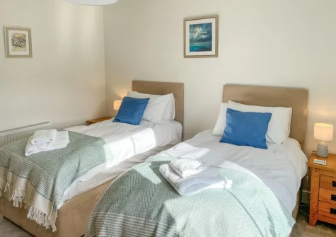 Bedroom #2, can be made up as two singles on request, at Bluebell House, Tenby