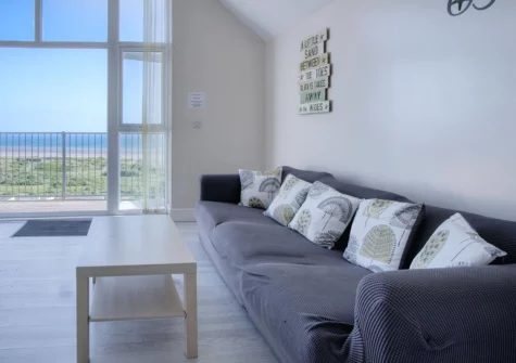 The living area at Bluebird, Pendine