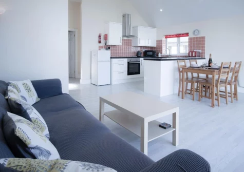The living area at Bluebird, Pendine