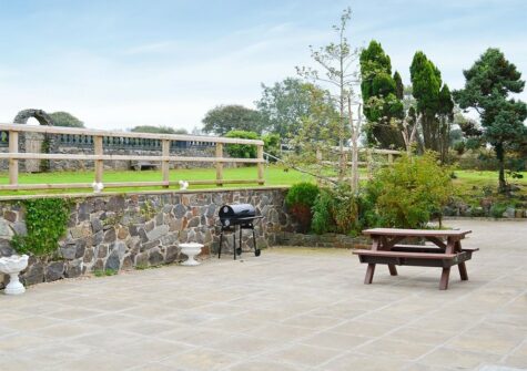 The patio & barbecue area at Bounty Manor, Llanddewi Velfrey
