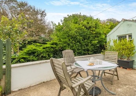 The private courtyard patio & alfresco dining area at Bridge House, Little Haven