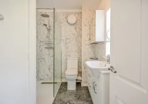 The shower room at Bron Y Gadair, Llanfair