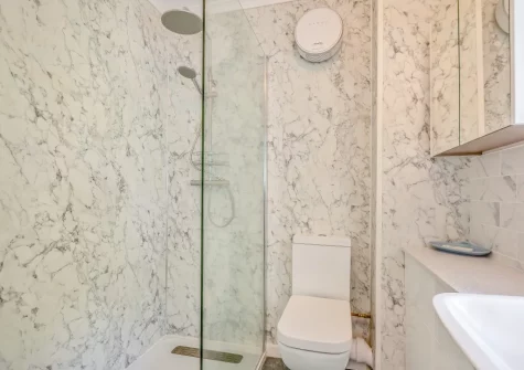The shower room at Bron Y Gadair, Llanfair