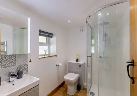 The shower room at Bryn Bras, Brithdir