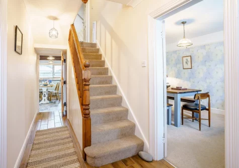 The hallway & stairs up to the first floor at Bryncoed, Narberth