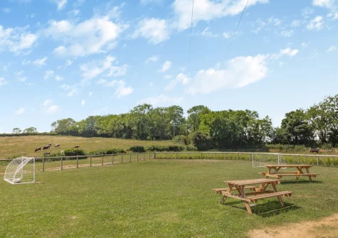 The shared lawn at Bwthyn Clyd, Talwrn