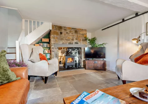 The living room at Bwthyn Craig Wen, Mynytho
