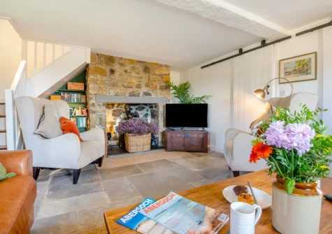 The living room at Bwthyn Craig Wen, Mynytho