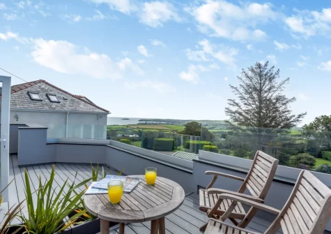 Bedroom #1 balcony & outdoor sitting area at Bwthyn Craig Wen, Mynytho
