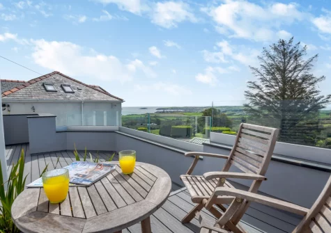 Bedroom #1 balcony & outdoor sitting area at Bwthyn Craig Wen, Mynytho