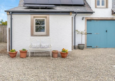 The outdoor sitting area at Caerau Bach, Trefin