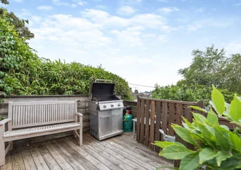 The decked patio, alfresco dining & barbecue area at Cascade, Saundersfoot