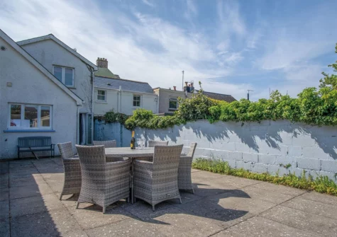 The patio & alfresco dining area at Castle Cottage, Tenby