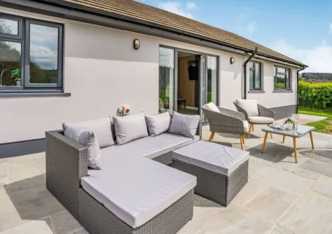 The patio & outdoor sitting area at Cefn Gelli, Llawhaden